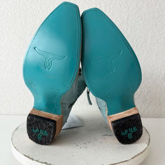 Lane COSSETTE Ladies Cowboy Bootie 7 Blue Leather Cowgirl Western Short Boots - Picture 10 of 13